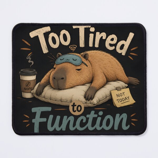 Item preview, Too Tired to Function Capybara Cute Funny Lazy Animal Meme Design designed and sold by suthee navakul.
