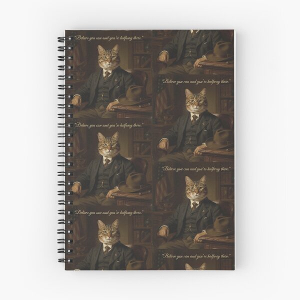 Item preview, Theodore Roosevelt inspired cat quote design – “Believe you can and you’re halfway there” vintage presidential illustration designed and sold by Donsean22.