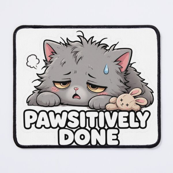 Item preview, Pawsitively Done Funny Tired Cat Meme Sticker designed and sold by MoodyMeows.