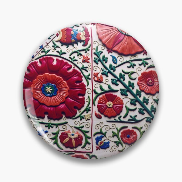 Item preview, Uzbekistan Bokhara Suzani Embroidery Print designed and sold by Vicky Brago-Mitchell®.