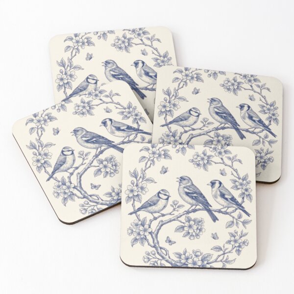 Item preview, Blue Toile songbirds designed and sold by Kritiwadhawan30.