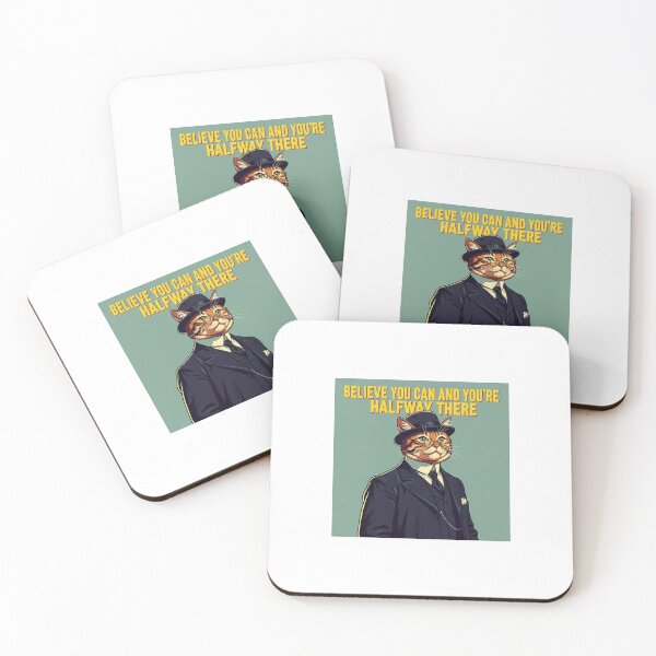 Item preview, Theodore Roosevelt inspired pop art cat quote design – “Believe you can and you’re halfway there” vintage presidential illustration designed and sold by Donsean22.