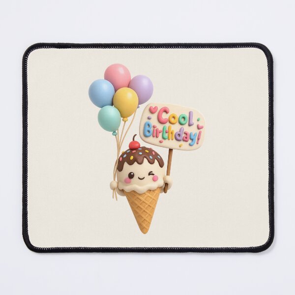 Item preview, Cute Ice Cream Birthday Balloon - Cool Birthday | Kawaii 3D Happy Birthday Art designed and sold by Moons Studio.