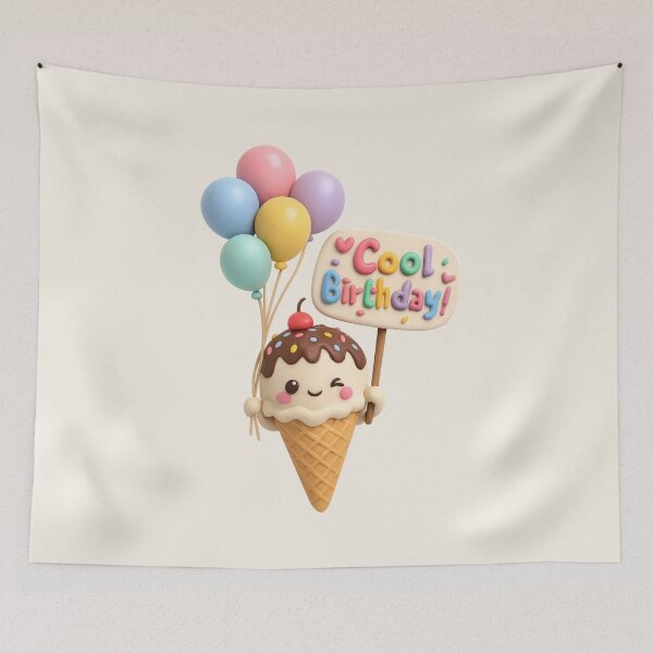 Item preview, Cute Ice Cream Birthday Balloon - Cool Birthday | Kawaii 3D Happy Birthday Art designed and sold by Moons Studio.