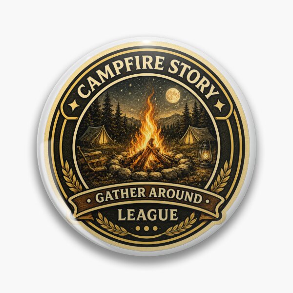 Item preview, Campfire Story League Sticker | Gather Around Badge | Camping Adventure Design | Outdoor Storytelling Emblem designed and sold by MrDev.