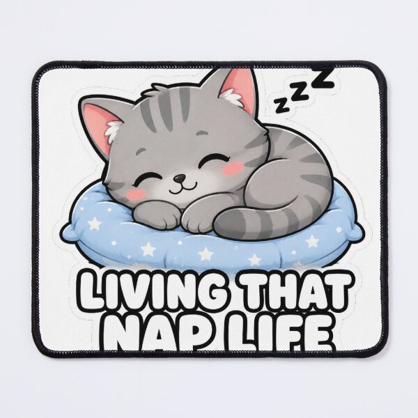 Item preview, Living That Nap Life Funny Lazy Cat Meme Sticker designed and sold by MoodyMeows.