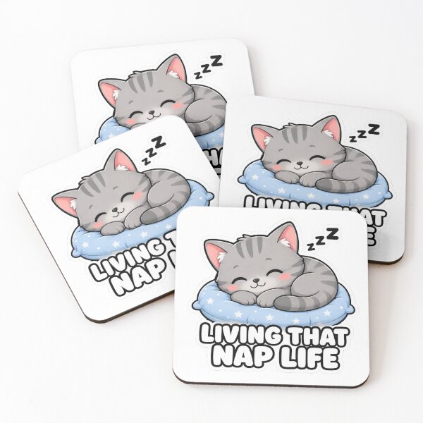 Item preview, Living That Nap Life Funny Lazy Cat Meme Sticker designed and sold by MoodyMeows.