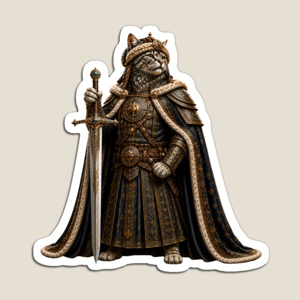Item preview, Great Khan Cat Sticker Mongol Warrior Feline Royal Fantasy Empire Builder designed and sold by Mindworx21.