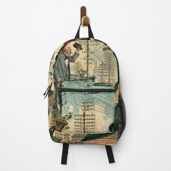 Item preview, La Vie Électrique (Electric Life) by French artist Albert Robida - Steampunk Art Nouveau Flying Cityscape Print for Retro Futurism Fans designed and sold by RickE.