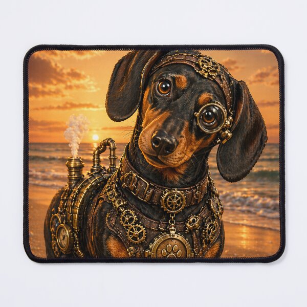 Artikelvorschau, Steampunk-Dackel, mechanische Hundekunst, niedliches Dackel-Design entworfen und verkauft von Altered Art By Steve.