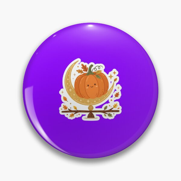 Item preview, Cute Smiling Pumpkin on Golden Crescent Moon Autumn Illustration designed and sold by AbanoubStore.