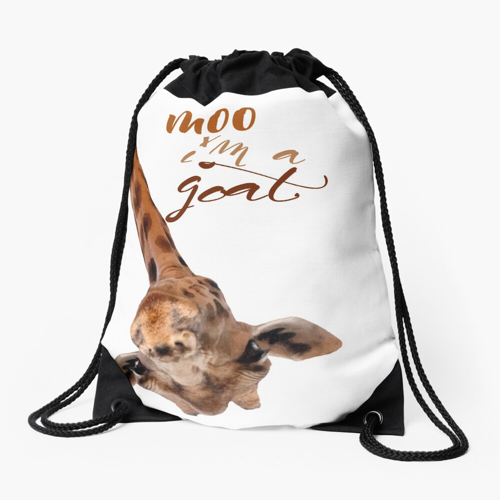 Funny Giraffe Moo I'm a Goat Drawstring Bag