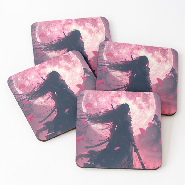 Item preview, Pink Moon Samurai Shadow – Anime Warrior Under Sakura Moon | Japanese Fantasy Aesthetic Art designed and sold by Dyan4.
