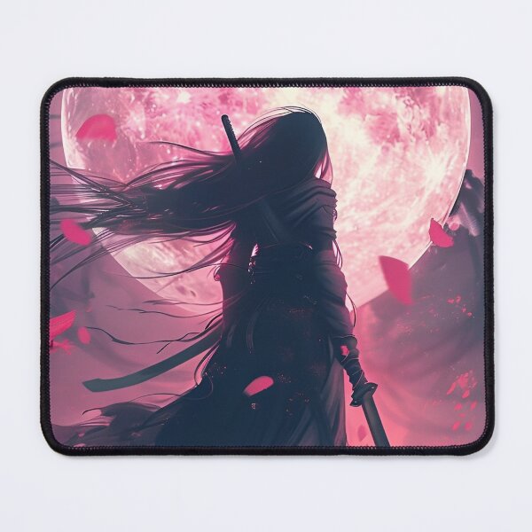 Item preview, Pink Moon Samurai Shadow – Anime Warrior Under Sakura Moon | Japanese Fantasy Aesthetic Art designed and sold by Dyan4.