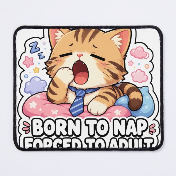 Item preview, Born To Nap Forced To Adult Funny Cat Meme Sticker designed and sold by MoodyMeows.