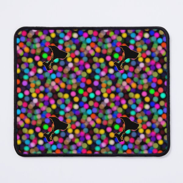 Item preview, Pattern - Colorful 1960s Blurry Polka Dots with Girl and Dog Silhouette designed and sold by ZepoPublishing.