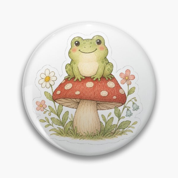 Item preview, Cottagecore Frog on Mushroom Cute Kawaii Sticker designed and sold by flyowers.