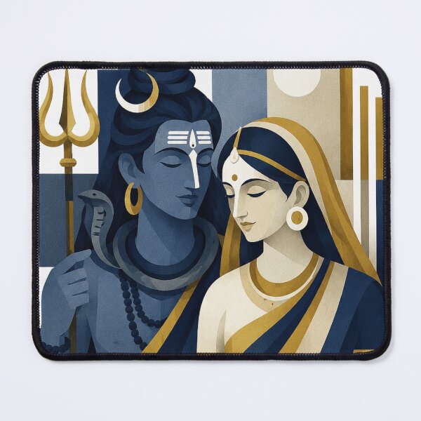 Item preview, Shiva Parvati Art Deco Illustration | Divine Hindu Couple Geometric Wall Art designed and sold by ravuh.