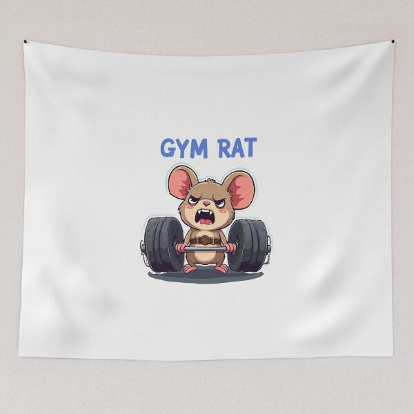 Item preview, Angry Gym Rat Sticker - Kawaii Weightlifting Rodent with Barbell designed and sold by WelSol.