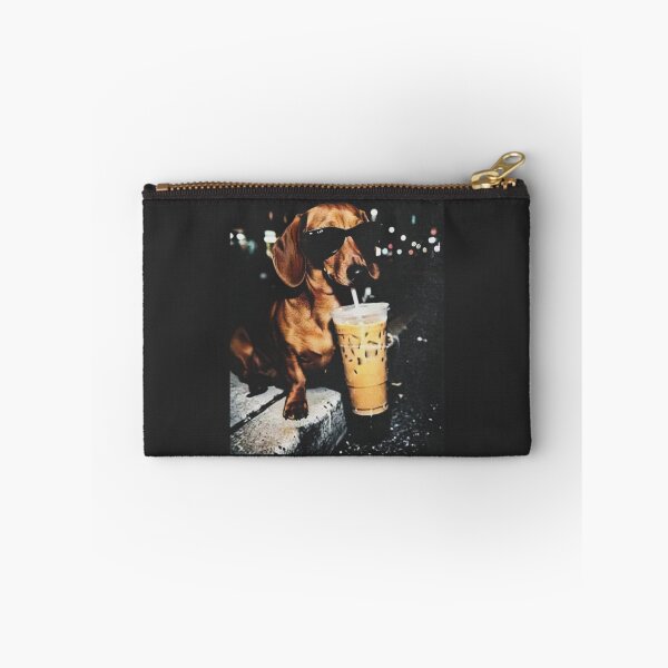 Item preview, Funny Dachshund Drinking Iced Coffee Office Meme designed and sold by PayneLaurie.