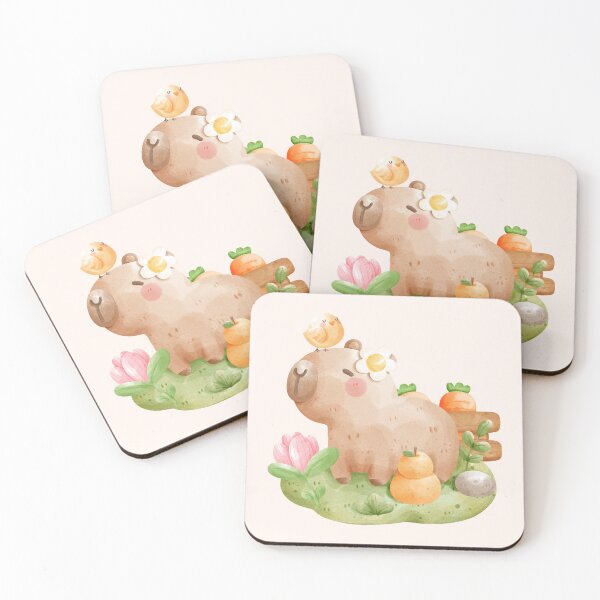 Item preview, Watercolor Capybara Artwork, Adorable Woodland Animals, Soft Pastels, Cozy Vibes designed and sold by SpringTeaDesigns.