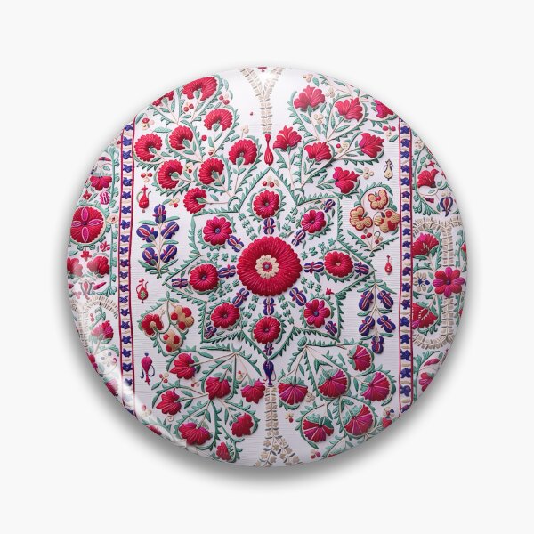 Item preview, 19th Century Karshi Suzani with Poppies and Irises designed and sold by Vicky Brago-Mitchell®.