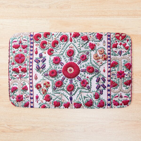 Item preview, 19th Century Karshi Suzani with Poppies and Irises designed and sold by Vicky Brago-Mitchell®.