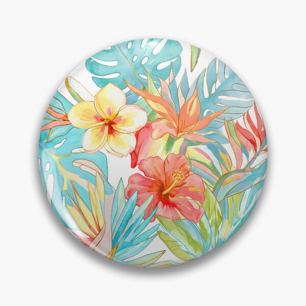 Item preview, Hawaiian Jungle Tropical Foliage, Orange Turquoise Blue designed and sold by PixDezines.