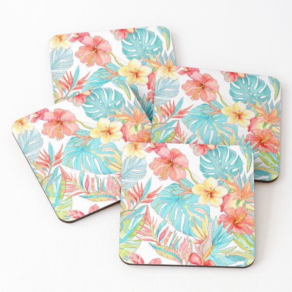 Item preview, Hawaiian Jungle Tropical Foliage, Orange Turquoise Blue designed and sold by PixDezines.