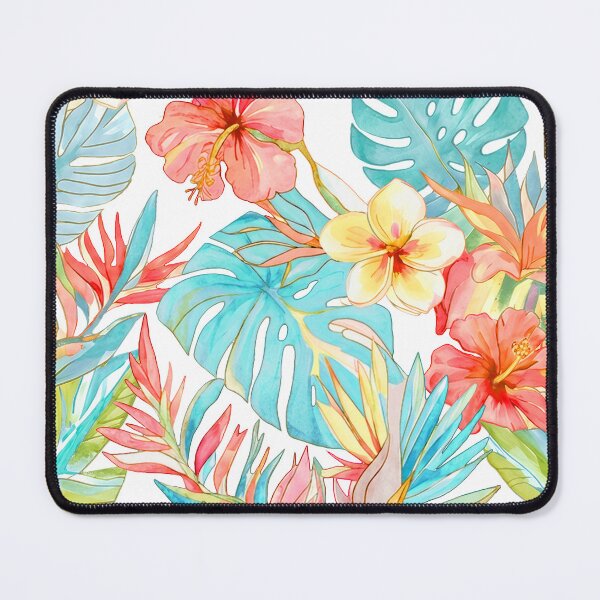 Item preview, Hawaiian Jungle Tropical Foliage, Orange Turquoise Blue designed and sold by PixDezines.