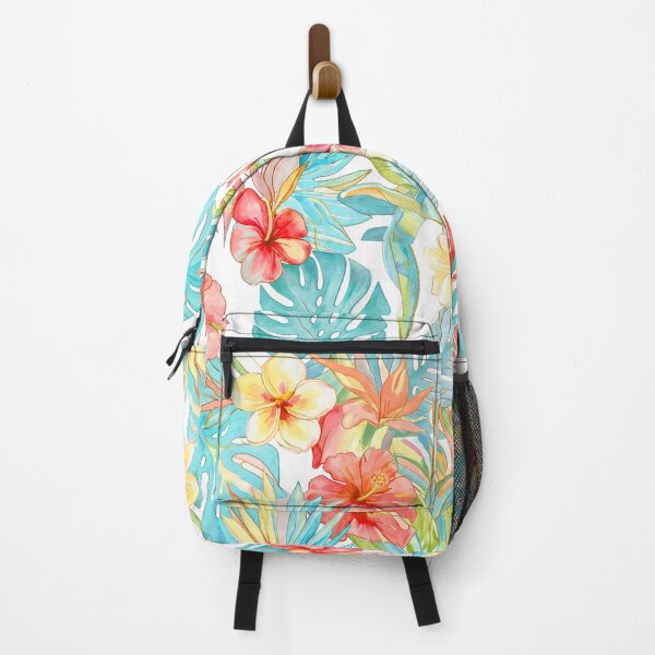 Item preview, Hawaiian Jungle Tropical Foliage, Orange Turquoise Blue designed and sold by PixDezines.