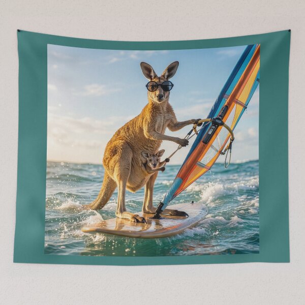 Item preview, Kangaroo and Her Joey Windsurfing designed and sold by Tridentulus.