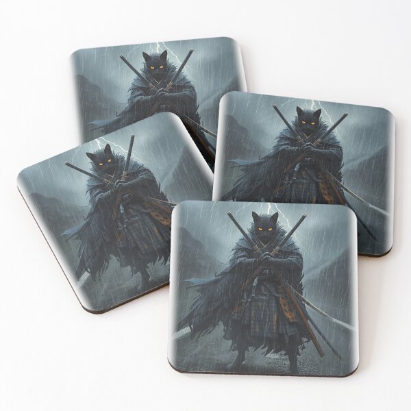 Item preview, Storm Cat Twin Blades — Japanese Dark Ronin Art designed and sold by Tokyo Neo Noir Collective .