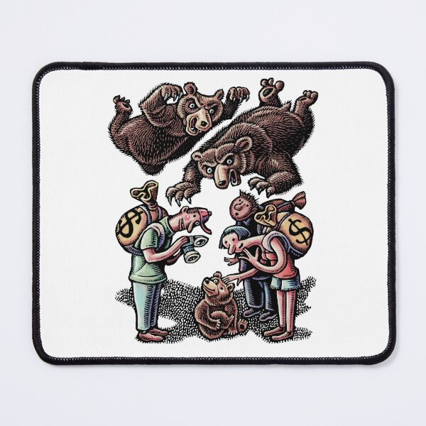 Item preview, two large bears fall on tourists with money bag backpacks designed and sold by LisaHaney.