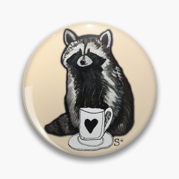 Item preview, Whimsical Raccoon with Coffee Cup Illustration designed and sold by ArtistsAtticWI.