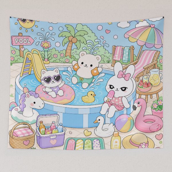 Item preview, Kawaii Summer Pool Party Fun designed and sold by kokoriiland.
