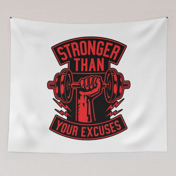 Item preview, Stronger Than Your Excuses Gym Motivational Barbell Art designed and sold by Digistore1221.