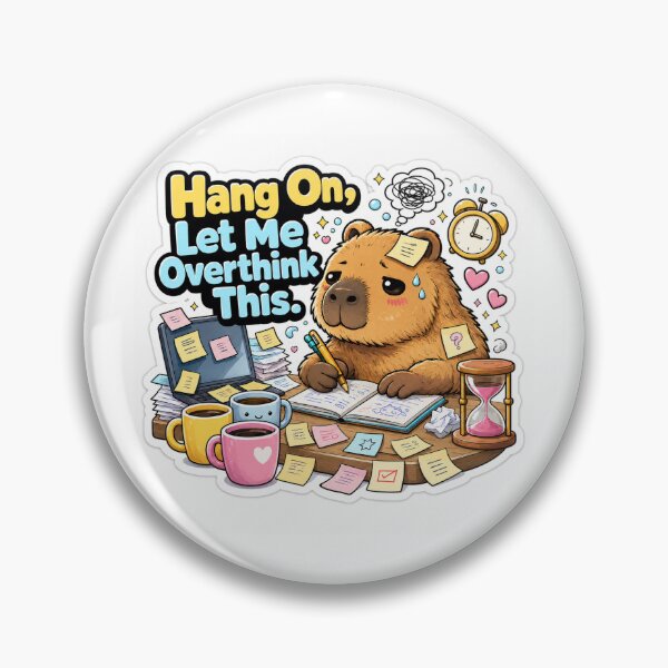 Item preview, Hang On, Let Me Overthink This Capybara Sticker | Funny Overthinking Meme designed and sold by Dripzey.
