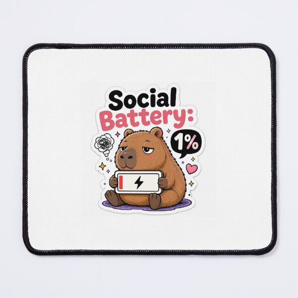 Item preview, Social Battery: 1% Capybara Sticker | Funny Introvert Meme designed and sold by Dripzey.