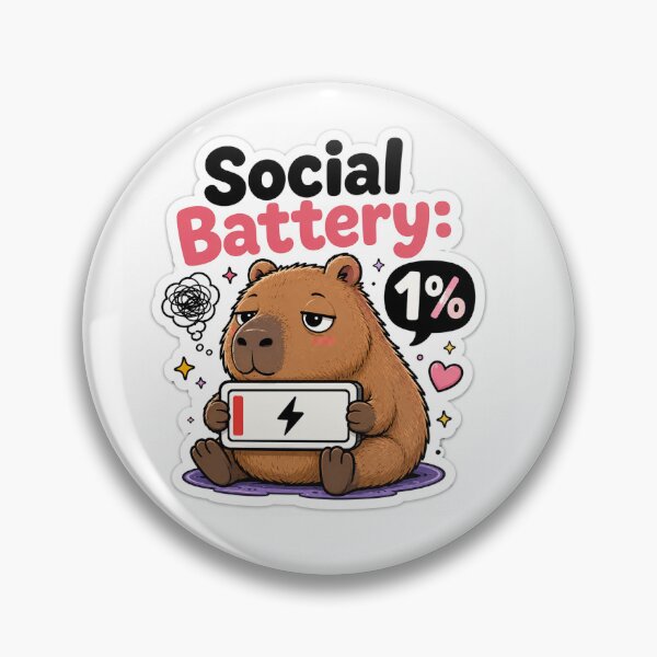 Item preview, Social Battery: 1% Capybara Sticker | Funny Introvert Meme designed and sold by Dripzey.