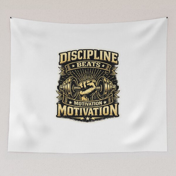 Aperçu de l'œuvre Discipline Beats Motivation Gym Bodybuilding Vintage Art créée et vendue par Digistore1221.