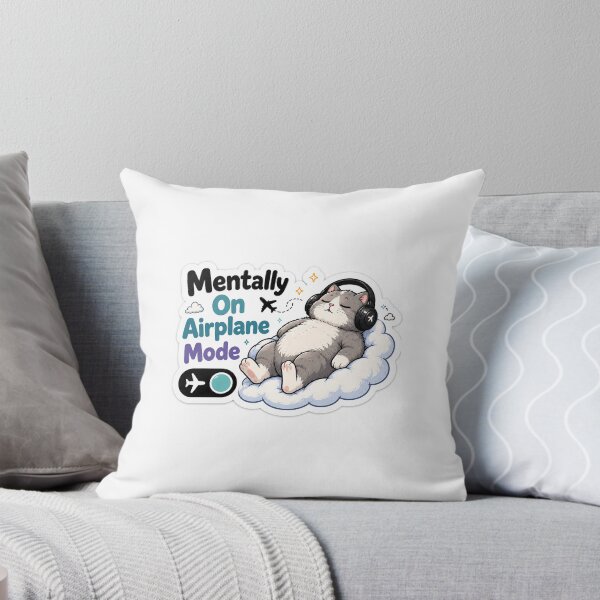 Item preview, Mentally On Airplane Mode Cat Sticker designed and sold by Dripzey.