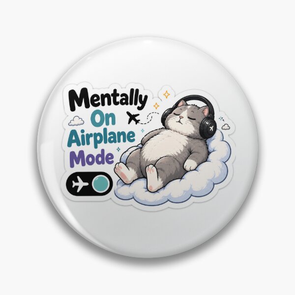 Item preview, Mentally On Airplane Mode Cat Sticker designed and sold by Dripzey.