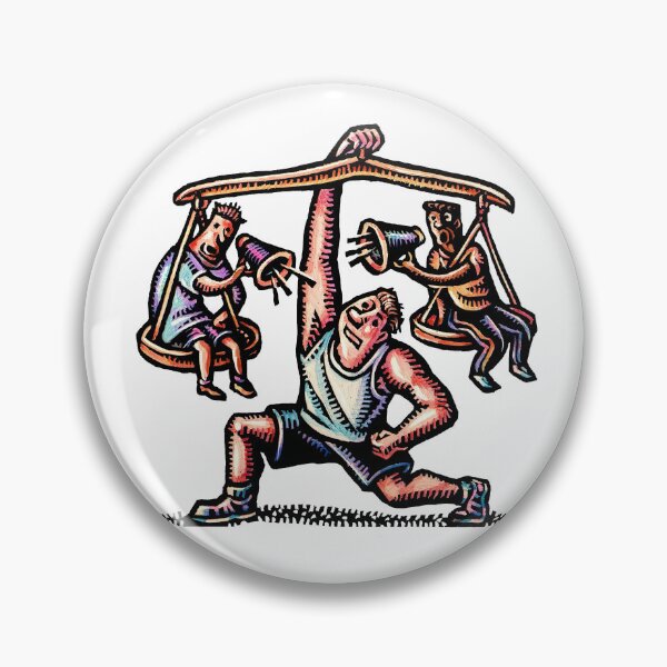 Artikelvorschau, Ein trainierender Mann hebt eine Waage, auf der zwei Fitnesstrainer sitzen. entworfen und verkauft von LisaHaney.