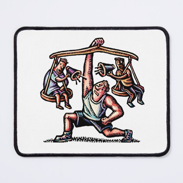 Item preview, exercising man lifts a balance holding two personal trainers designed and sold by LisaHaney.
