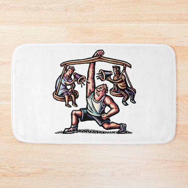 Item preview, exercising man lifts a balance holding two personal trainers designed and sold by LisaHaney.