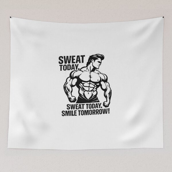 Item preview, Sweat Today Smile Tomorrow Bodybuilding Gym Motivation Art designed and sold by Digistore1221.