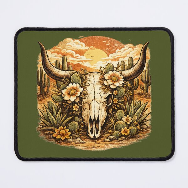 Item preview, Retro Western Cowboy Skull Desert Sunset Graphic designed and sold by MagicMakerPh.