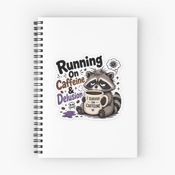 Item preview, Running On Caffeine & Delusion Raccoon Sticker designed and sold by Dripzey.
