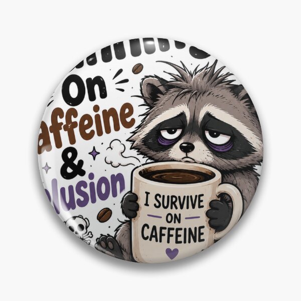 Item preview, Running On Caffeine & Delusion Raccoon Sticker designed and sold by Dripzey.